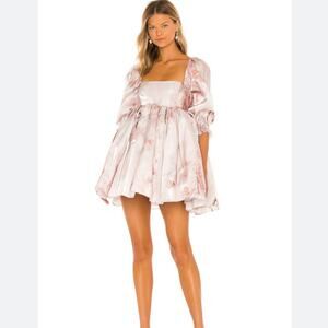 Selkie Pink Puff Sleeve Mini Dress